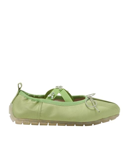 Simone Rocha Green Bow Ballet Flats