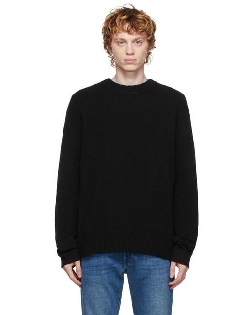 FRAME Black Cashmere Crew-Neck Sweater for men