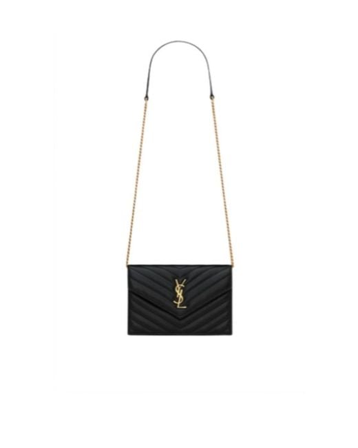 Saint Laurent White Envelope Cassandre Chain Wallet