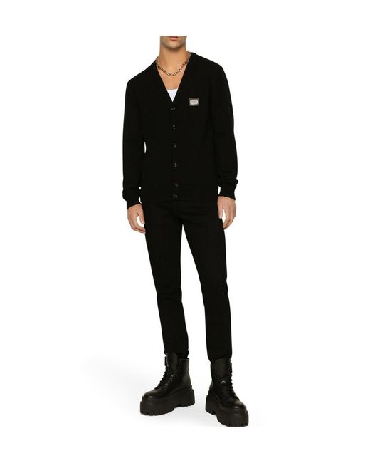 Dolce & Gabbana Black High Waisted Slim-Fit Jeans for men