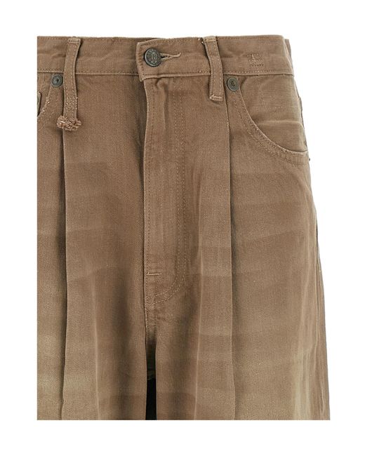 R13 Natural Damon Pleated Jeans