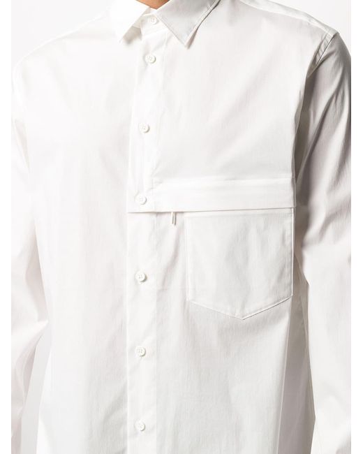 Y-3 White Longline Chest Pocket Shirt for men