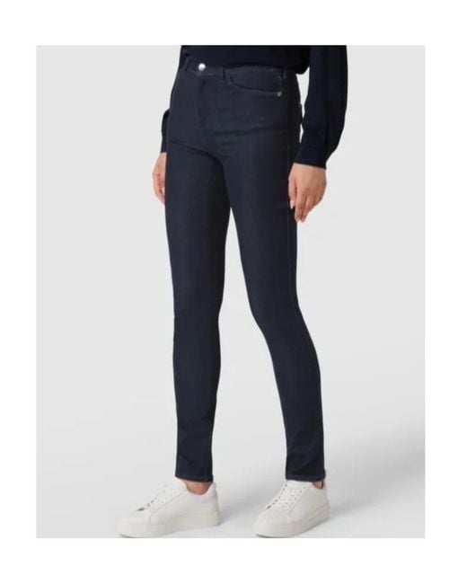 Emporio Armani Blue High-Waisted Slim-Cut Trousers