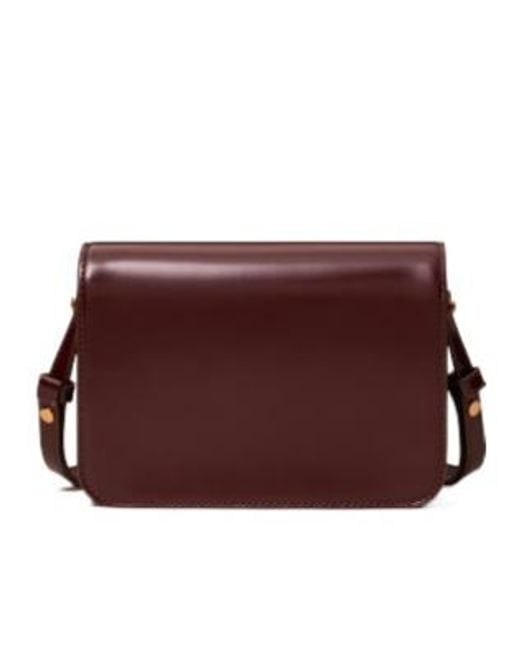 Tory Burch Brown Crosshatched Foldover Top Shoulder Bag