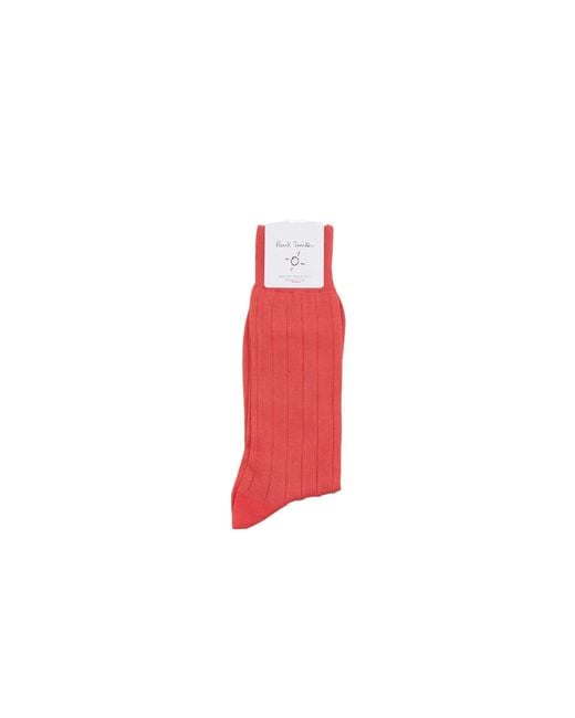 Paul Smith Red Ribbed Socks for men