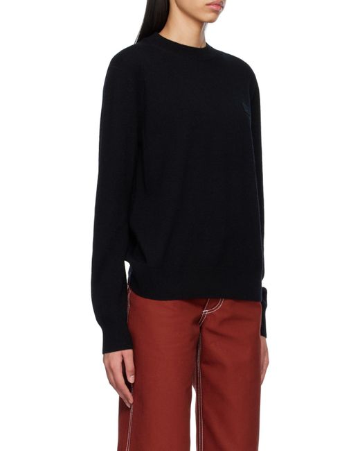 Acne Black Face Logo Patch Crewneck Jumper for men
