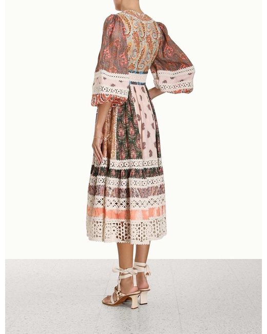 Zimmermann Multicolor Floral Print V-Neck Midi Dress