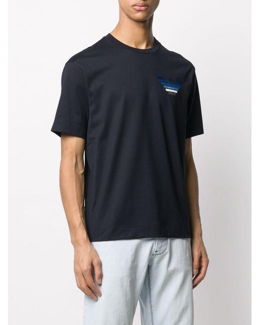 Emporio Armani Black Embroidered Logo T-Shirt for men