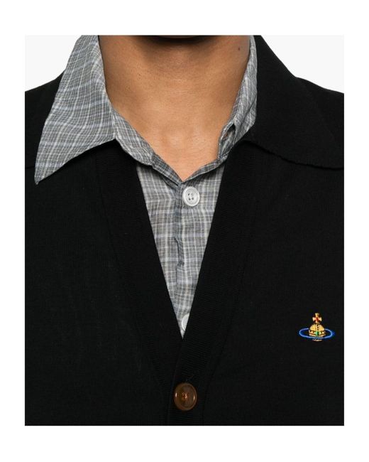 Vivienne Westwood Black Buttoned Short-Sleeve Knitted Sweater for men