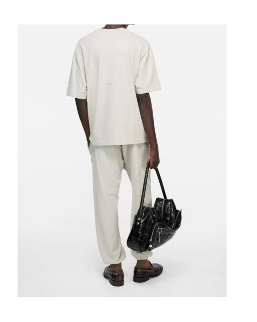 Acne White Elastic Waist Sports Pants for men