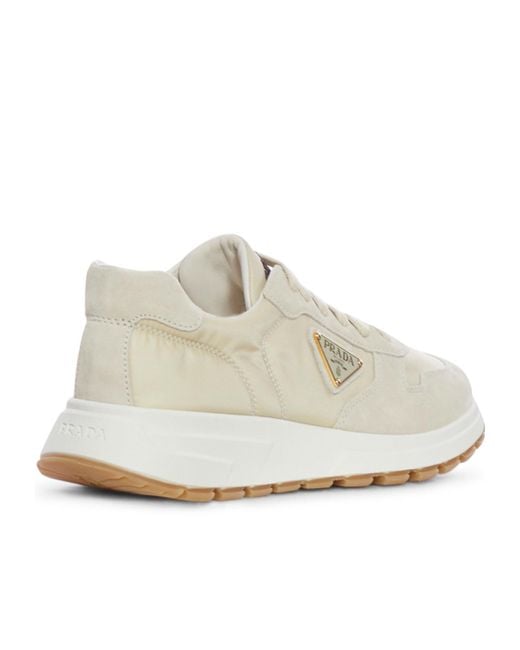 Prada White Prax 01 Re-Nylon And Suede Sneakers for men