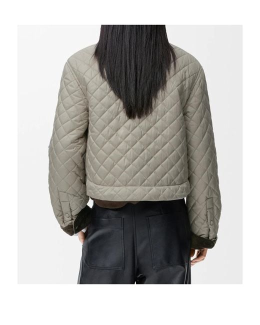 Loewe Gray Corduroy-Collar Quilted Jacket