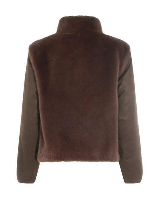 Herno Brown Faux Fur Panel Jacket