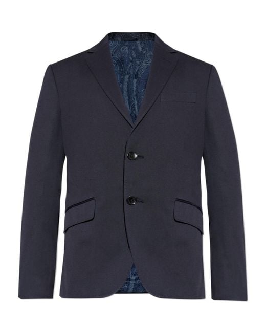 Etro Blue Single-Breasted Blazer for men