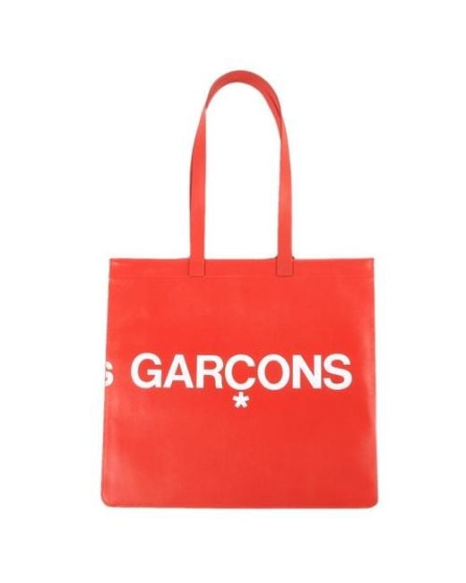 Comme des Garçons Red Comme Des Garçons Wallet Huge Logo Printed Tote Bag for men