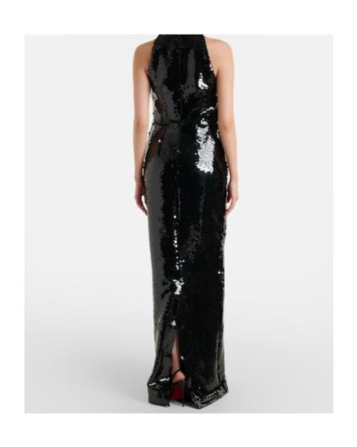 Safiyaa Black Santina Sequined Gown