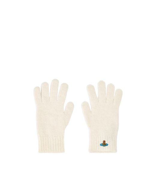 Vivienne Westwood White Fluffy Knitted Gloves