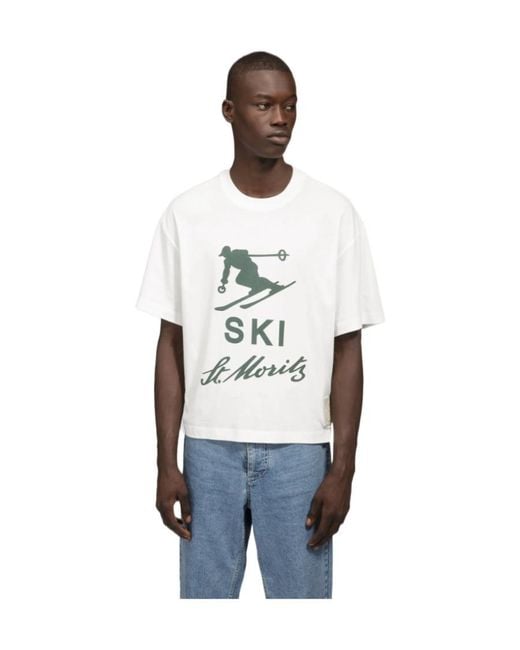 Bally White Graphic-Print Cotton T-Shirt for men