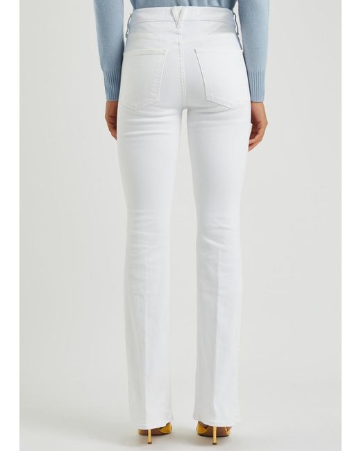 Veronica Beard White Beverly Skinny Flared-Leg Jeans