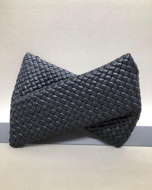 Bottega Veneta Black Bv Crisscross Clutch Bag