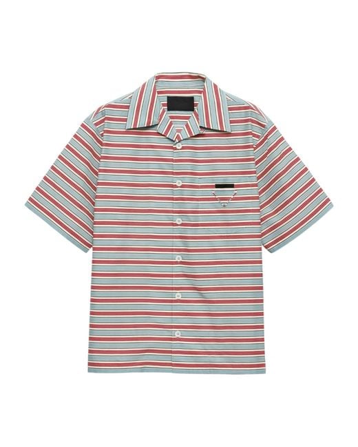Prada Multicolor Striped Short Sleeved Bowling Shirt for men