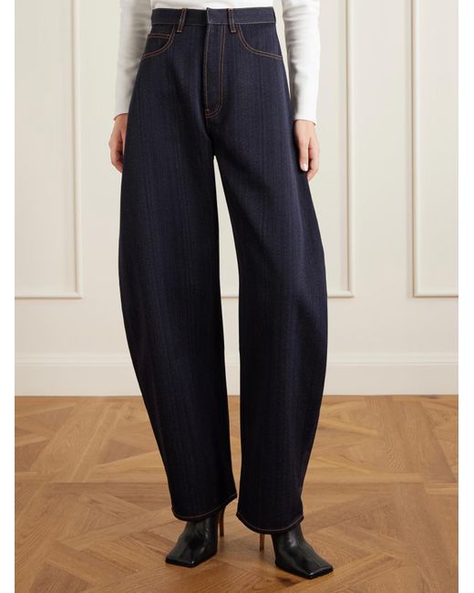 Alaïa Blue Alaïa Azzedine High Waist Barrel Leg Jeans