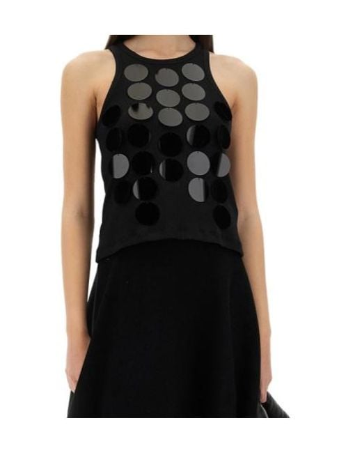 MSGM Black Chainmail-Effect Sleeveless Tank Top