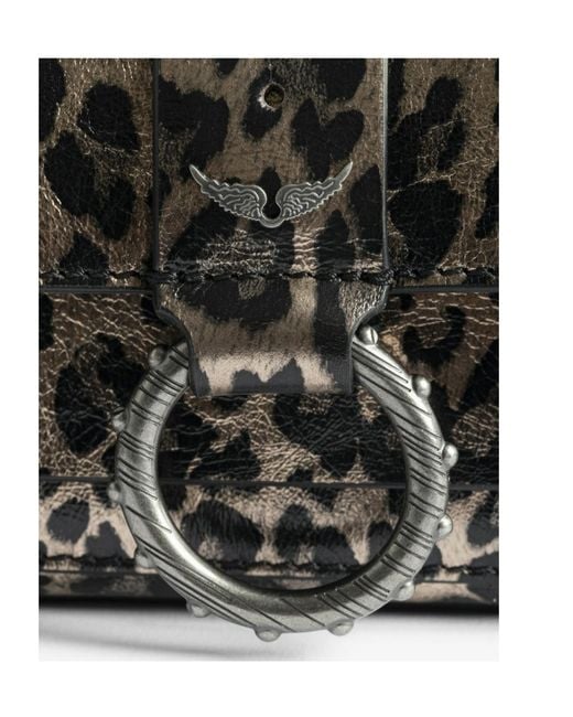 Zadig & Voltaire Black Metallic Leopard Printed Kate Wallet