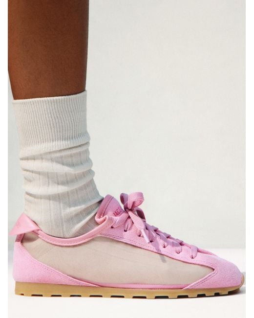 Jacquemus Pink The Tennis Mesh-Panelled Lace-Up Sneakers