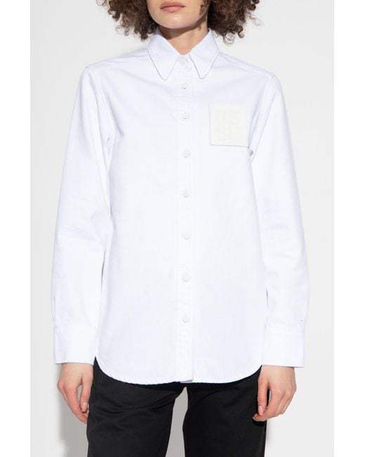 Raf Simons White Logo-Patch Long-Sleeve Shirt