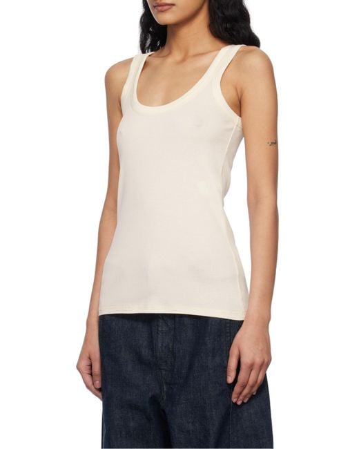 Lemaire White Sleeveless Ribbed-Knit Tank Top
