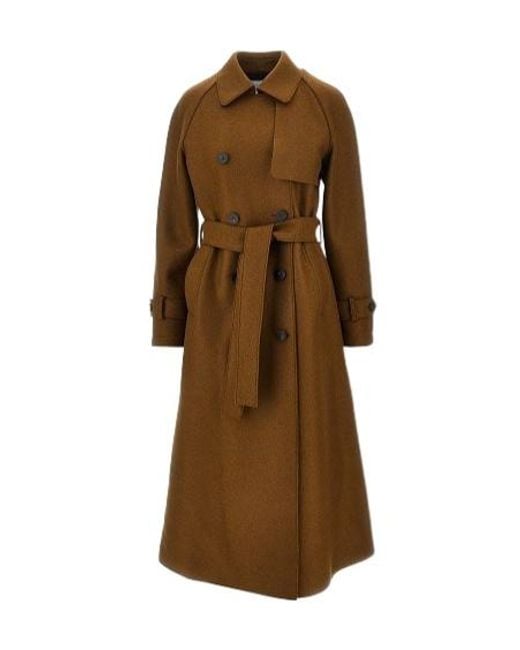 Harris Wharf London Brown Double-Breasted Coat