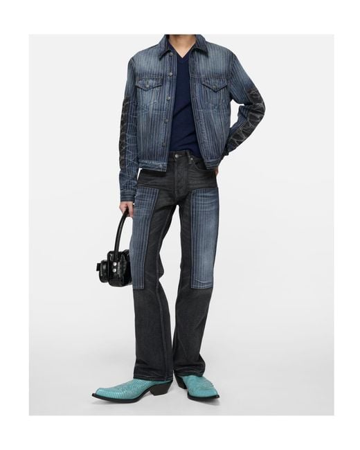 Acne Blue Paneled Regular Jeans for men
