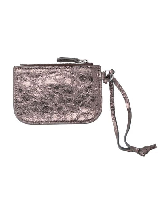 Balenciaga White Solid-Color Metallic Wallet