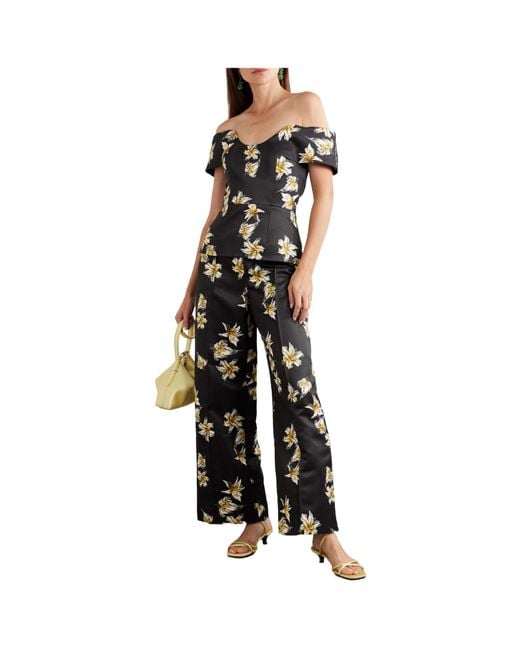 Emilia Wickstead Blue Faille Wide-Leg Pants