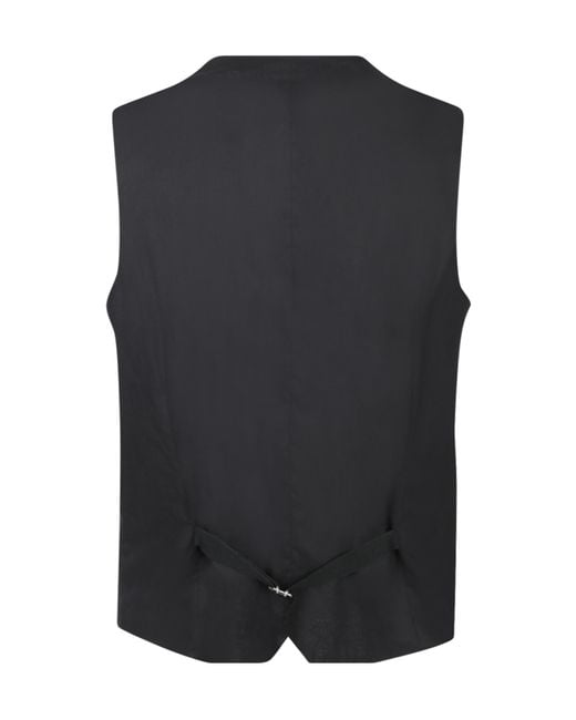 Tagliatore Black Velvet Button-Front Vest for men