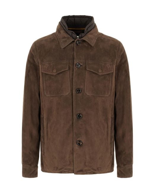 Moorer Brown Torquato Suede Jacket for men
