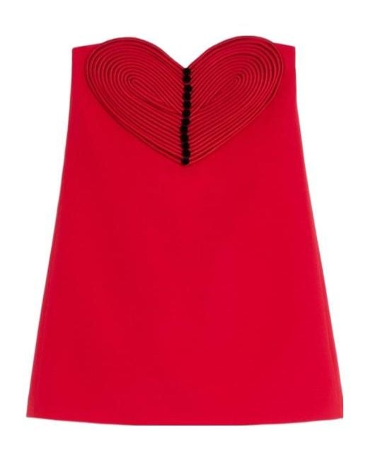 Valentino Embroidered Heart Strapless Mini Dress
