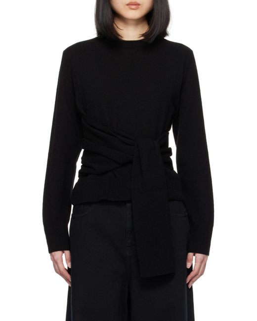 MM6 by Maison Margiela Black Wrap-Around Crewneck Jumper