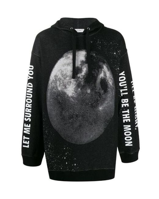 Valentino Black Moon Print Oversized Hoodie for men