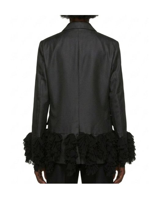 Comme des Garçons Black Single-Breasted Ruffle-Detail Jacket