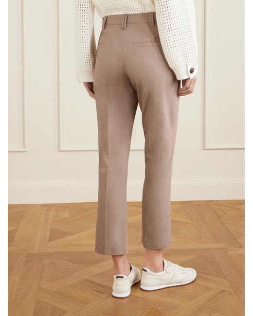 Brunello Cucinelli Natural Concealed-Fastening Cigarette Trousers