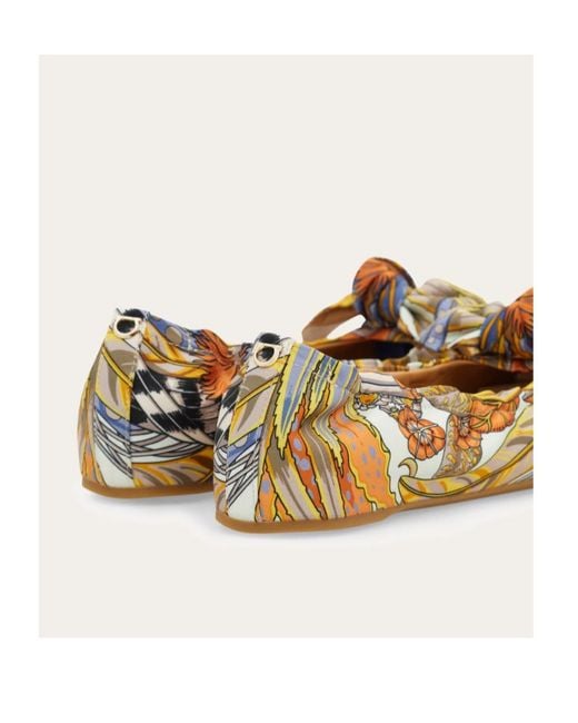 Ferragamo Brown Bow Embellished Ballet Flat