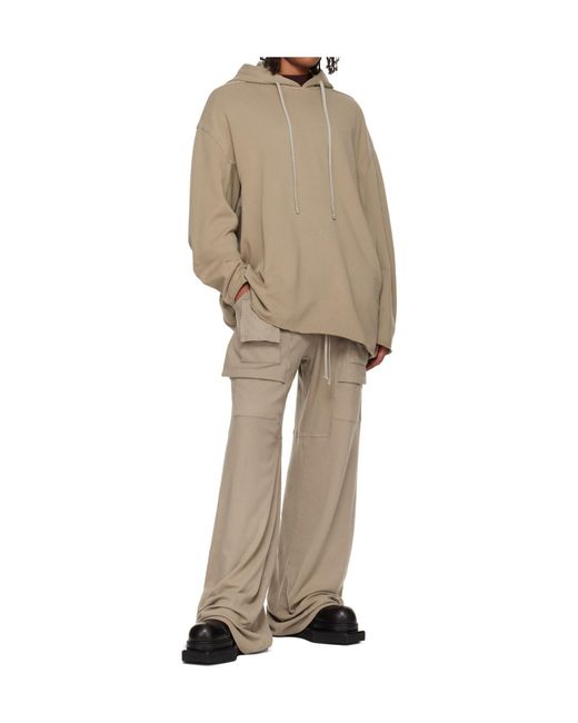Rick Owens Natural Creatch Wide Cargo Drawstring Pants for men