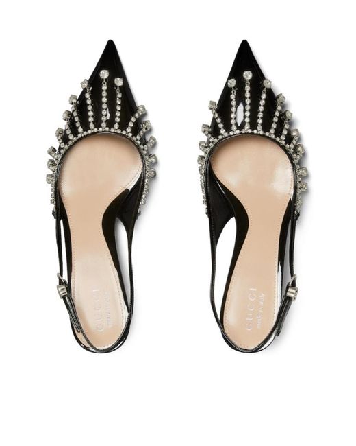Gucci White 45Mm Guinevere Chain Detail Pumps