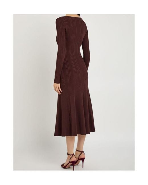 Self-Portrait Purple Lace-Trim Knit Midi Dress