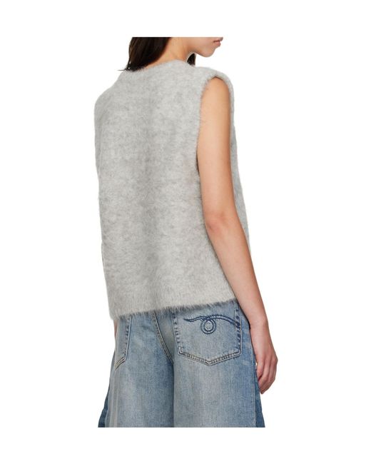 R13 Gray Deep Armhole Vest