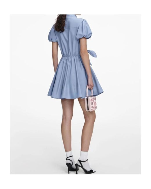 Self-Portrait Blue Tie Side Mini Dress