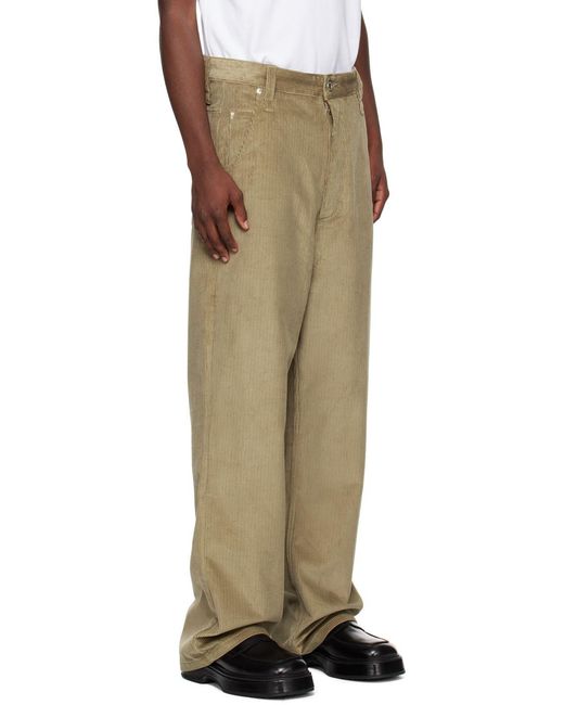 AMI Green Corduroy Straight Trousers for men