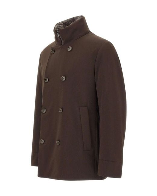 Montecore Brown Double-Breasted High-Neck Jacket for men